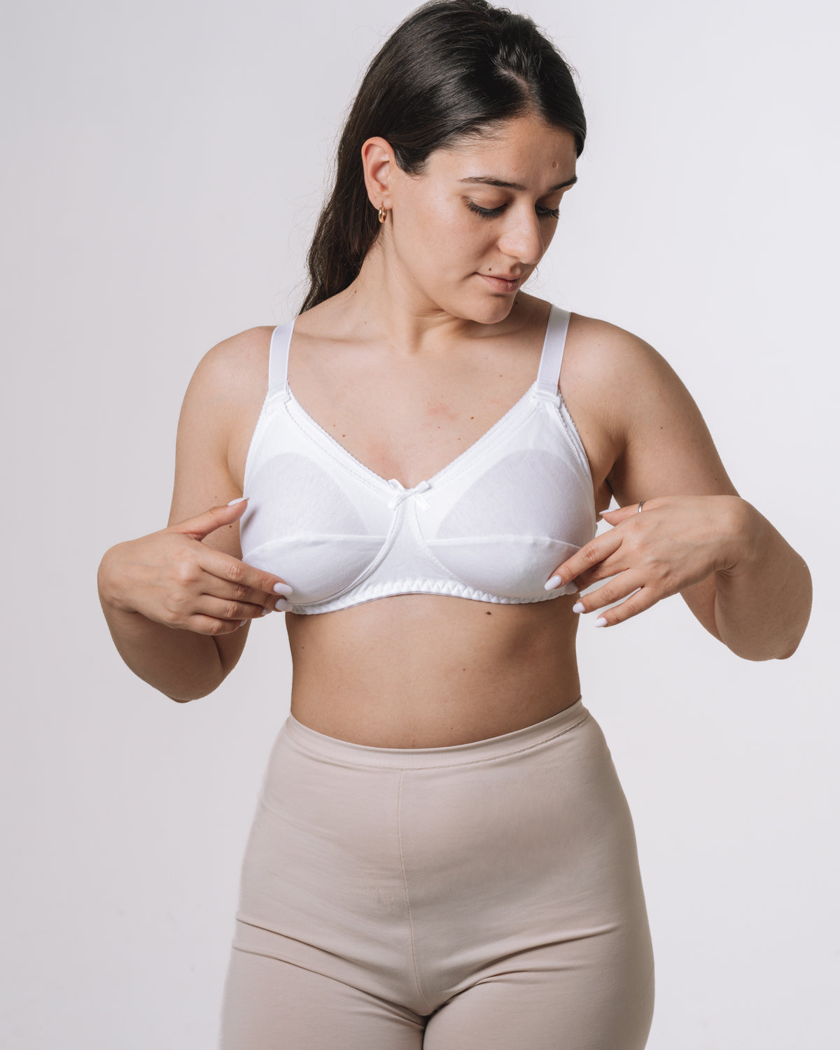 Modello Pesca - Reggiseno da allattamento 100% cotone Bianco