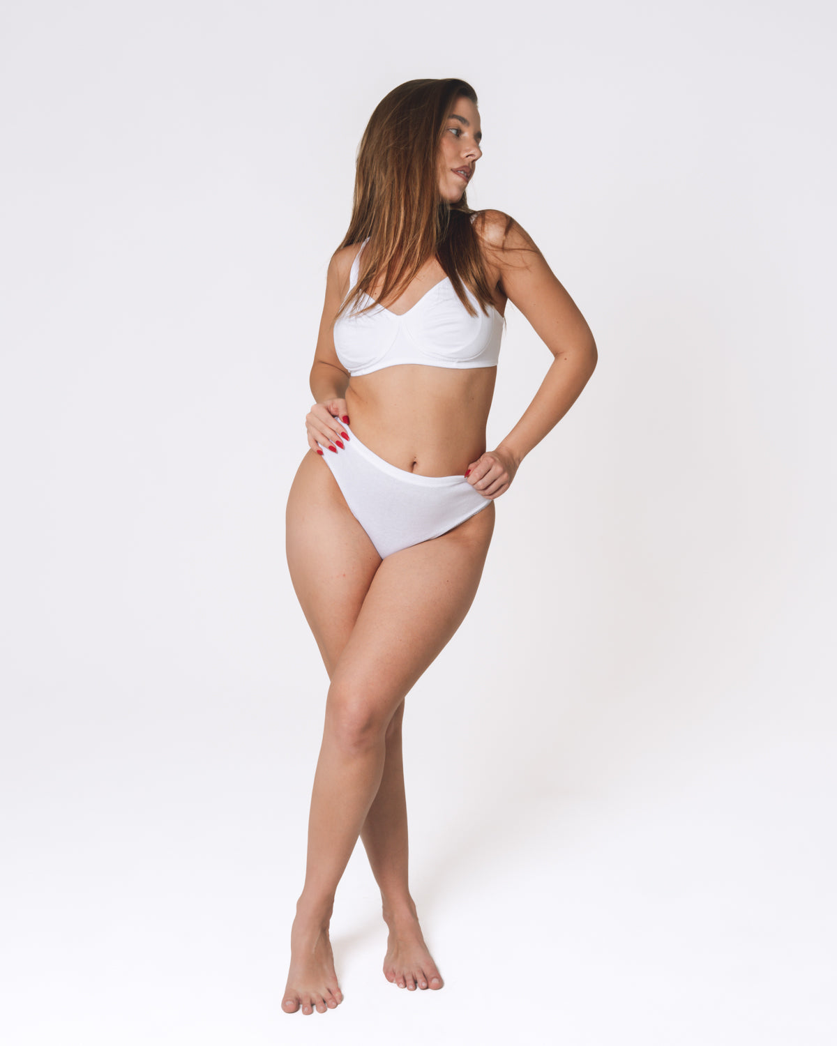 Modello Fiordaliso - Slip in tessuto 100% cotone vita media Bianco